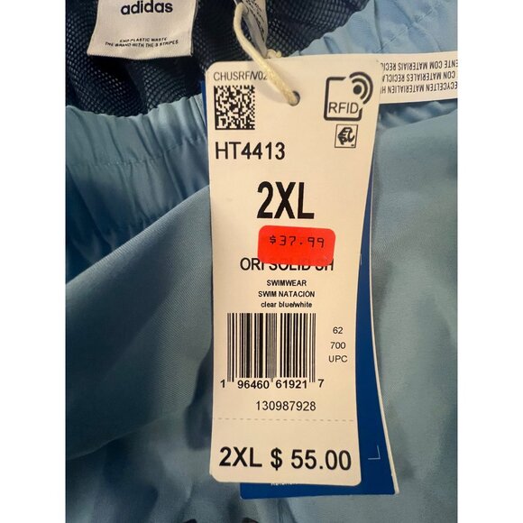 Adidas‎ Mens Swim Shorts 2XL Clear Blue With Pockets & Elastic Waist - Picture 6 of 8